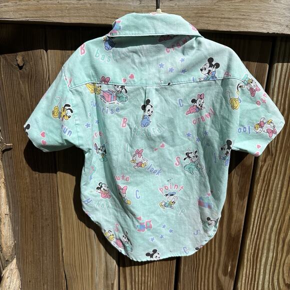 Vintage Disney Babies‎ Mickey Mouse Pluto Plaid Button Down Shirt Size 4T - Picture 4 of 7